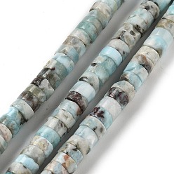 Ларимар Природные ларимар бисер нитей, диск, Heishi бусы, 7~7.5x3~4 мм, отверстие : 0.9 мм, около 115 шт / нитка, 15.79'' (40.1 см)