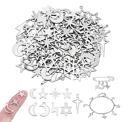 Mixed Shapes 108 шт. 9 стили 304 и 201 подвески из нержавеющей стали, цвет нержавеющей стали, разнообразные, 21.5x11.5x1 мм, отверстие : 1 мм, 12 шт / стиль