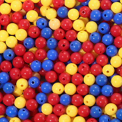 Разноцветный Непрозрачные акриловые бусины, круглые, красочный, 7~7.5x7.5~7.8x7.5~7.8 мм, отверстие : 1.6 мм, 600 шт / комплект