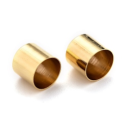Настоящее золото 24K Латуни конце шнура, торцевые заглушки с долговечным покрытием, колонка, реальный 24 k позолоченный, 8x7 мм, отверстие : 1.6 мм, внутренний диаметр: 6.5 мм