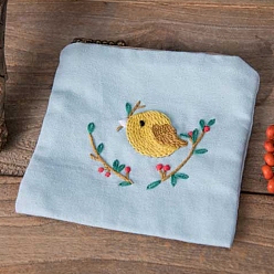 Птица Наборы для вышивания кошелька для монет для начинающих, наборы для вышивки мешочка для монет своими руками, Набор для рукоделия «Кошелек для мелочи» ручной работы с инструкцией и застежкой-молнией, птица, 120 мм