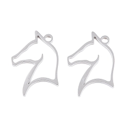 Нержавеющая Сталь Цвет Не тускнеющие 201 подвески из нержавеющей стали, лошадь, цвет нержавеющей стали, 22x17x1.5 мм, отверстие : 1.8 мм
