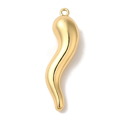 Настоящее золото 18K Стойки обшивки латунные подвески, без кадмия и без свинца, долговечный, формы чили, реальный 18 k позолоченный, 30x12x6.5 мм, отверстие : 1.2 мм
