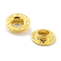 Golden 925 Sterling Silver Grommet Eyelet Findings, for Bag Making, Flat Round with Stripe Pattern, Real 18K Gold Plated, 0.6x0.2cm, Hole: 3mm