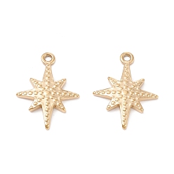 Настоящее золото 24K Ионное покрытие (ip) 316 хирургические подвески из нержавеющей стали, звезда, реальный 24 k позолоченный, 20x15x2 мм, отверстие : 1.4 мм