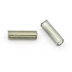 Gray Glass Bugle Beads, Silver Lined, Gray, 6~8x1.8mm, Hole: 0.6mm, 10000pcs/pound