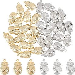 Platin & golden Messing Anhänger & Charms, langlebig überzogen, cadmiumfrei und bleifrei, Ananas, Platin & golden, 18x10x5 mm, Bohrung: 1 mm, 16 Stück / Stil