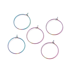 Rainbow Color Ионное покрытие (ip) 316 серьги-кольца из хирургической нержавеющей стали, Винные стекла, Радуга цветов, 23x20x0.7 мм, 21 манометр.