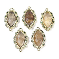 Флюорит Натуральный желтый флюорит ограненные звенья конский глаз, стойка покрытие латунь микро паве зеленый кубический цирконий соединительные подвески, золотые, 24.5x14.5x4.5 мм, отверстие : 1.2 мм
