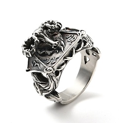 Античное Серебро 316 кольцо на палец из нержавеющей стали, готические украшения для мужчин и женщин, античное серебро, размер США 12 1/2 (21.7 мм)