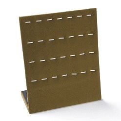 Кокосово-Коричневый Деревянные покрытые бархатом стенды для подвесок с наклонной спинкой, Прямоугольный держатель-органайзер для ювелирных изделий для хранения подвесок, кокосового коричневый, 20.4x8.1~9.5x24.3 см