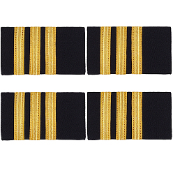 Black Silk Aviation Epaulette, Rectangle, Gold, 84x50x2.5mm