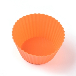 Оранжевый Многоразовые силиконовые формы для выпечки из пищевого продукта, кексы, кексы, кексы, чашки для выпечки, вкладыши, формы для торта с антипригарным покрытием, оранжевые, 6.5x3.3 см