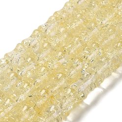 Light Khaki Transparent Crackle Glass Beads Strands, Bamboo Joint, Light Khaki, 8x10.5mm, Hole: 1.7mm, about 38pcs/strand, 15.35''(39cm)