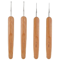 Перу 4шт. 2 стили крючки для вязания с бамбуковой ручкой и железной рукояткой, Перу, 133~136x13x7 мм, штифты : 0.5~0.75 мм, 2 шт / стиль