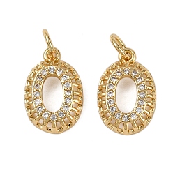 Настоящее золото 18K Латунные микро проложить кубического циркония подвески, овальные амулеты, долговечный, без кадмия и без свинца, стойки покрытие, с целью перехода в кольце, реальный 18 k позолоченный, 14.5x9.5x3.5 мм, отверстие : 3.5 мм