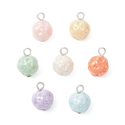 (52) Непрозрачная лаванда Непрозрачные акриловые подвески, платина, круглые, разноцветные, 16x11 мм, отверстие : 2.5 мм