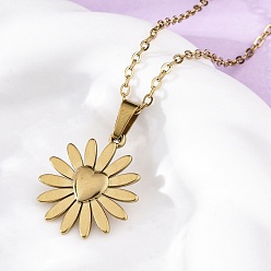 Настоящее золото 18K Ожерелья с подвесками в виде цветка в форме сердца из нержавеющей стали, ионное покрытие (ip), реальный 304 k позолоченный, 18 дюйм (17.72 см)