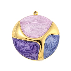 Разноцветный Ионное покрытие (ip) 304 подвески из нержавеющей стали, с эмалью, реальный 18 k позолоченный, полукруглый шарм, красочный, 26x24x5 мм, отверстие : 1.5 мм