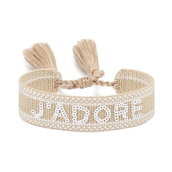 пшеница Браслеты из полиэфирного шнура на тему Дня святого Валентина, с кисточкой, цвет пшеницы, внутренний диаметр: 2-3/8 дюйм (6 см)