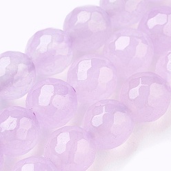 Сливовый Натуральный Malaysia нефритовые бусы пряди, окрашенные, граненые, круглые, слива, 12 мм, отверстие : 1.2 мм, около 32 шт / нитка, 14.9 дюйм