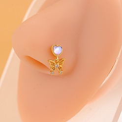 Бабочка Латунные подвески в форме буквы L с прозрачными кубическими цирконами, реальный 18 k позолоченный, сердце с бабочкой, 13x7 мм