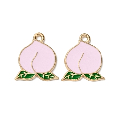 Peach Подвески из сплава фруктов и эмали, золотой свет, персик, 17x15x1 мм, отверстие : 1.8 мм