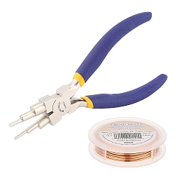 Без Покрытия Наборы для изготовления украшений в проволочной обертке своими руками, включая плоскогубцы из медной проволоки и углеродистой стали, без покрытия, 20 датчик, 0.8 мм, Около 11 ярдов / рулон, 1roll / комплект