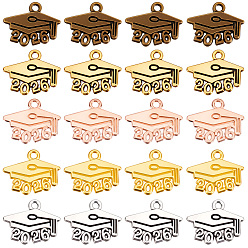 (52) Непрозрачная лаванда 100шт. 5 цвета, выпускной сезон, тибетский стиль, подвески из цинкового сплава, шляпа с 2026, разноцветные, 15x17.5x1 мм, отверстие : 1.6 мм, 20 шт / цвет