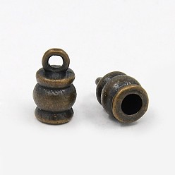 Красная Медь Тибетского стиля терминаторы, баррель, без свинца, без никеля и без кадмия, Красная медь, 11x6.5 мм, отверстие: 2 мм, внутренний диаметр: 3 мм.