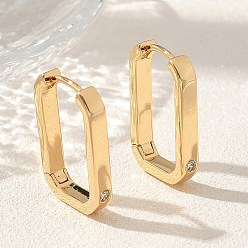 Настоящее золото 18K Латунные прямоугольные серьги-кольца для женщин, реальный 18 k позолоченный, 20.5x13x3 мм