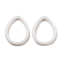White Opaque Acrylic Pendants, Teardrop Charms, White, 23.5x19x3.5mm, Hole: 2mm, about 1135pcs/500g