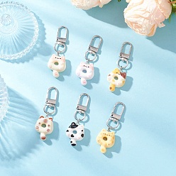 (52) Непрозрачная лаванда Подвесные украшения из смолы в форме пончика в форме кошки, с поворотными застежками сплава, разноцветные, 63 мм