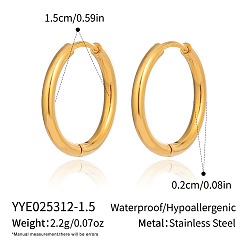 Golden 304 Stainless Steel Huggie Hoop Earrings for Women, Golden, 15x2mm