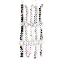 (52) Непрозрачная лаванда Нити бусин из акрила, стекла, АБС-пластика, жемчуга, сплава и полимерной глины с паве из стразов, баррель, для изготовления ювелирных изделий, граненые, разноцветные, 7.2~7.5x4.5~5.5 мм, отверстие : 1.2 мм, около 23 шт / нитка, 7.09~7.28'' (18~18.5 см)