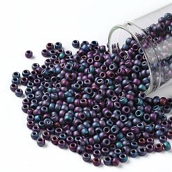 (705) Matte Color Frost Iris Blue TOHO Round Seed Beads, Japanese Seed Beads, (705) Matte Color Frost Iris Blue, 8/0, 3mm, Hole: 1mm, about 222pcs/bottle, 10g/bottle
