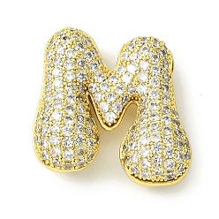 Letter M Стойки обшивки латунь кубического циркония подвески, без кадмия и без свинца, долговечный, алфавит, Буква М, 23x22x8 мм, отверстие : 4x2 мм