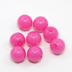 Темно-Розовый Имитации акриловых шариков желе, круглые, темно-розовыми, 10 мм, Отверстие : 2 мм , около 938 шт / 500 г
