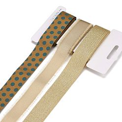 Светло-хаки 9 ярдов 3 стилей полиэфирной ленты, для поделок своими руками, бантики для волос и украшение подарка, имбирная цветовая палитра, светлый хаки, 1~1-1/8 дюйм (25~28 мм), около 3 ярдов / стиль