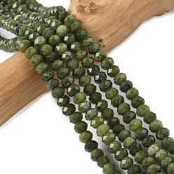 Нефрит Тайвань Естественно тайвань нефритовый шарик нити, граненые, рондель, 5.5~6.5x4.5 мм, отверстие : 1 мм, около 91~94 шт / нитка, 15.35'' (39 см) ~ 15.43'' (39.2 см)