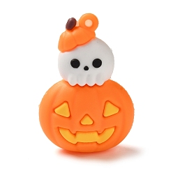 Оранжевый Хэллоуин тема пластиковые подвески из пвх, тыква, оранжевые, 48x33x18 мм, отверстие : 2 мм