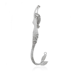 Antique Silver Mermaid Tibetan Style Alloy Bookmarks, Antique Silver, 120x35x2mm, Hole: 3mm