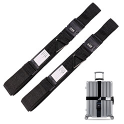 Negro Correas de equipaje de poliéster, con hebillas de plástico, negro, 2220~4050 mm