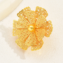 Золотой Элегантное полое цветочное железное кольцо-манжета для женщин, свадебная вечеринка, золотые, внутренний диаметр: 16~18 мм