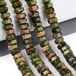 Унакит Природные Unakite бисер нитей, граненые, шестиугольник, 6.5~7x3~3.5 мм, отверстие : 0.8~1 мм, около 109~113 шт / нитка, 14.76~15.16 дюйм (37.5~38.5 см)