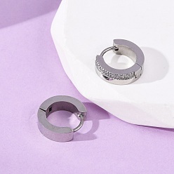 Платина 304 из нержавеющей стали кубического циркония серьги обруча, с 316 нержавеющей стали, платина, 13.5x4 мм