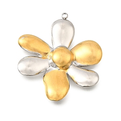 Цветок 304 подвески из нержавеющей стали, золотые и нержавеющая сталь цвет, цветок, 33x30x4 мм, отверстие : 1.5 мм