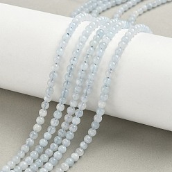 Аквамарин Природные Аквамарин бисер нитей, круглые, 4 мм, отверстие : 0.7 мм, около 99 шт / нитка, 15.08 дюйм (38.3 см)