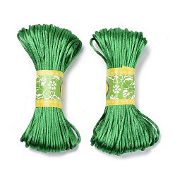 Vert Cordon de polyester coréen, corde à nouer chinoise, cordon de rattail satiné, verte, 2.5mm, environ 21.87 yards (20m)/paquet