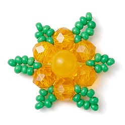 Малайский Нефрит Плетеные натуральные окрашенные малайзийские нефриты и стеклянные бусины в форме снежинки многорядные звенья, золотого цвета, 26.5x23x6.5 мм